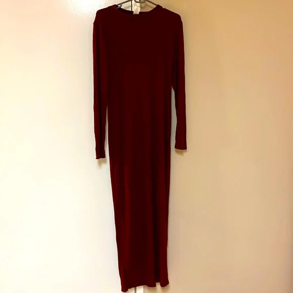 burgundy ribbed maxi dress Burgundy Sequin Flower Girl Dress A-Line Long Sleeve – Mia Princess main image 1